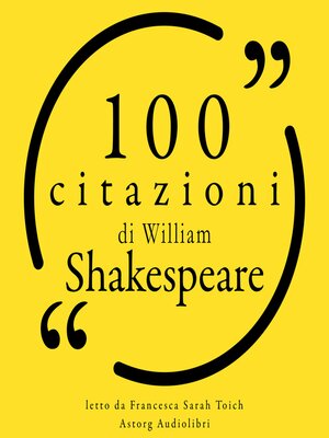 cover image of 100 citazioni di William Shakespeare